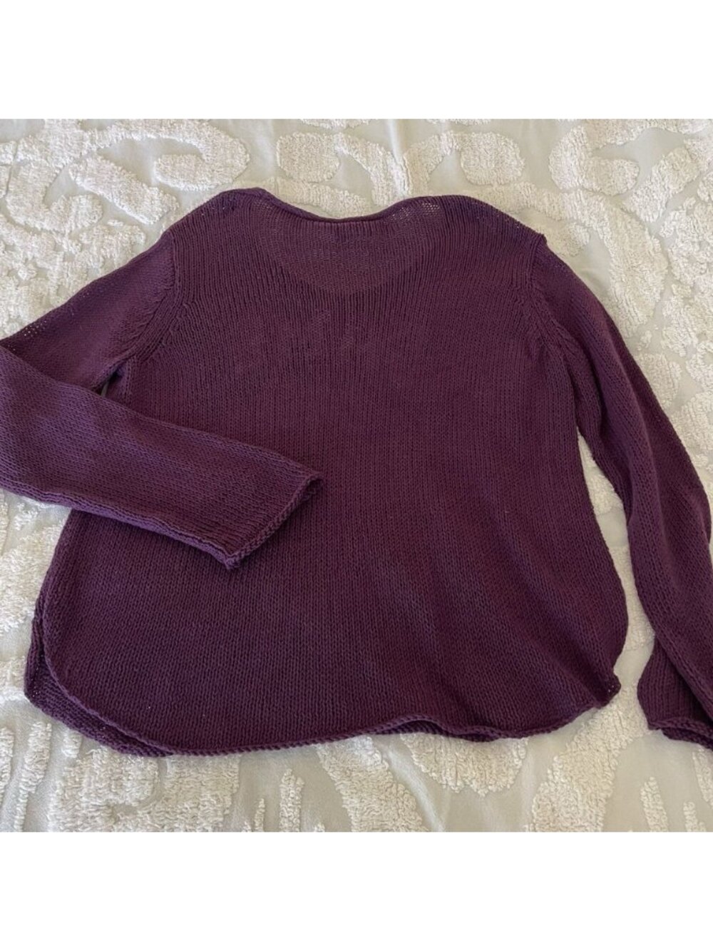 Wooden Ships GAME DAY V-Neck Cotton Loose Knit Sweater Plum Soft Relaxed Size XL - Picture 7 of 11